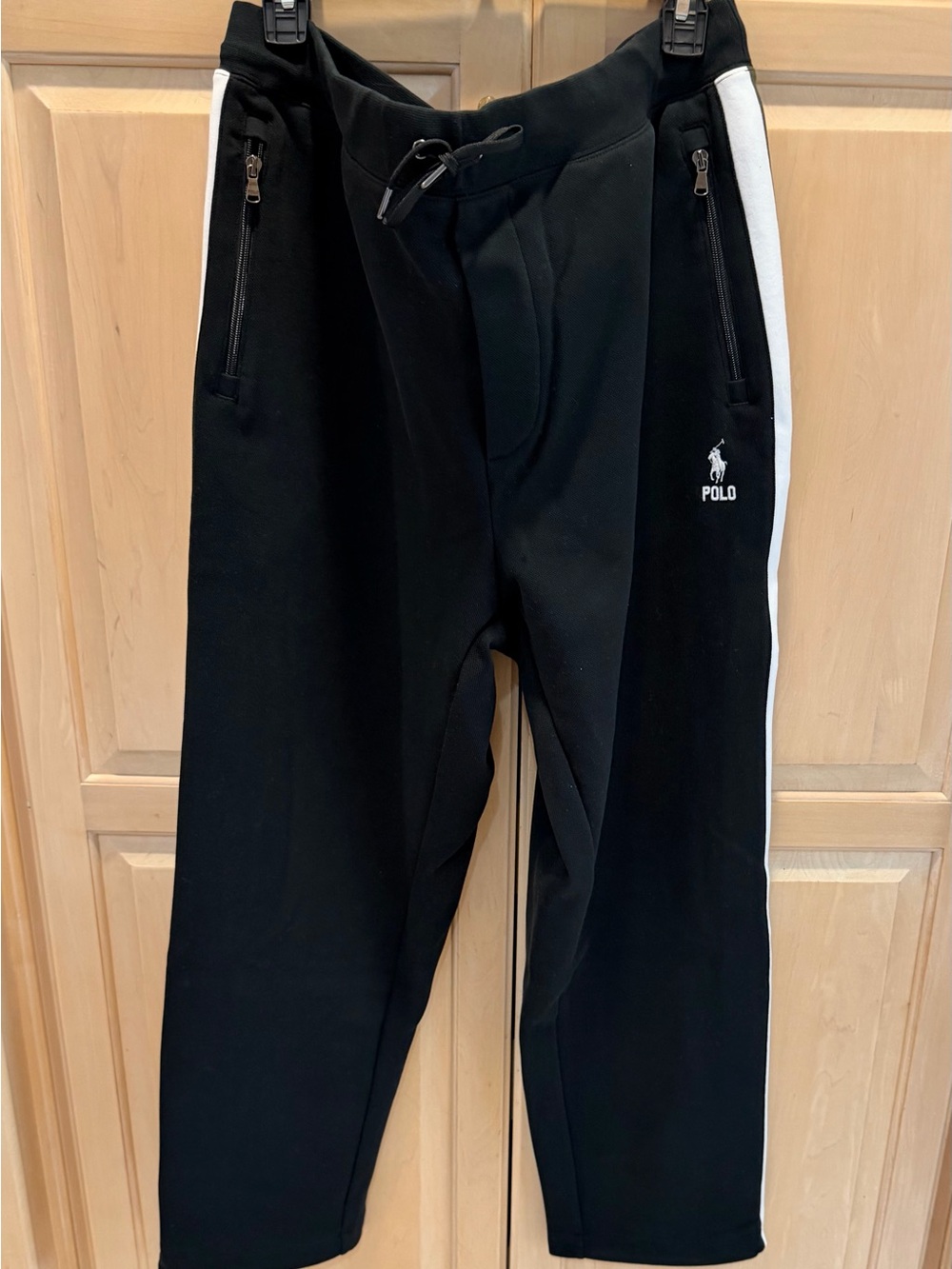 Polo Ralph Lauren Black Joggers w/ Cream & Green Side Panels XXL